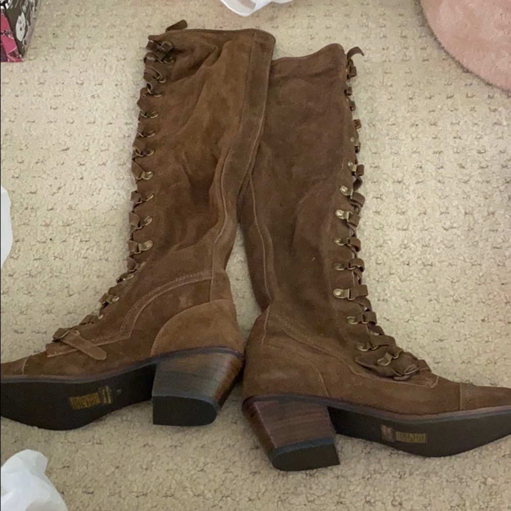 Free people size 6 brown lace up boots
